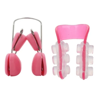 

2 Pcs Nose Bridge Reshaper Clips Nose Up Reducer Clip Beauty Nose Straightening Corrector Massager, Red & Pink