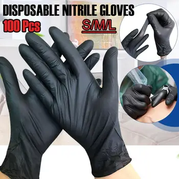 

100pcs Non-slip Disposable Nitrile Gloves Powder-free Exam Gloves, Black