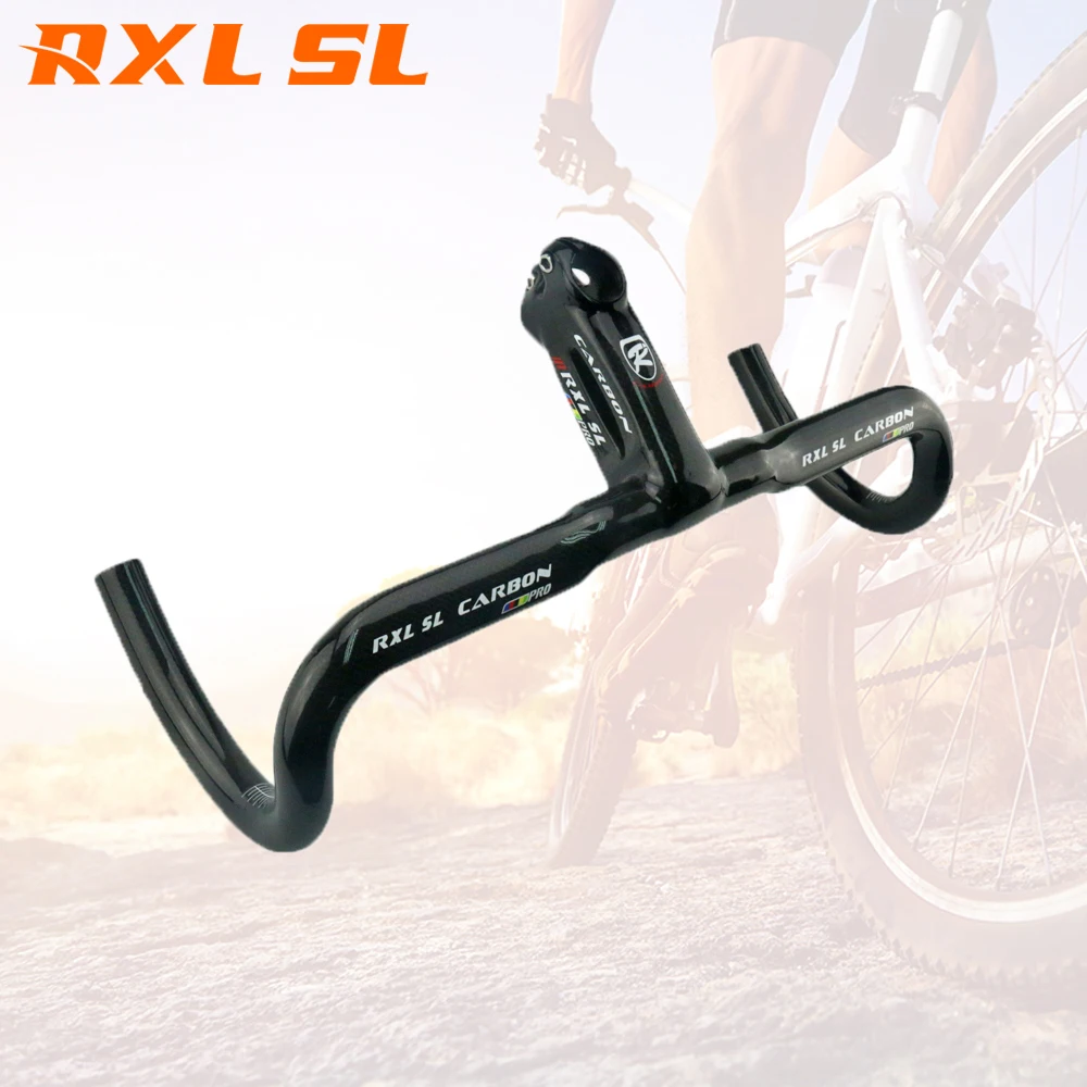 RXLSLCarbonRoadHandlebarBicyclePartsCarbonHandlebarIntegratedWithStemDropBar3K
