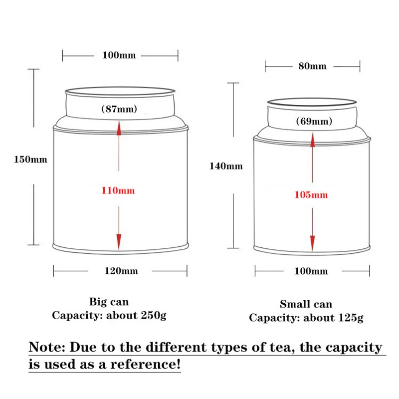 Metal Sealed Tea Tinplate Storage Jars Universal Chinese Tea Can Coffee Sugar Organizer Gift Box