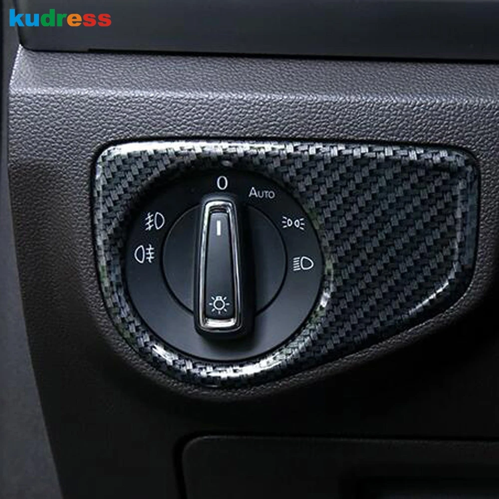 For Volkswagen VW Atlas Teramont 2017 2018 2019 2020 2021 Carbon Fiber Head Light Lamp Headlight Switch Control Cover Trim LHD | Автомобили