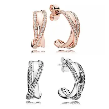 

Baofu New 925 Sterling Silver Ear Studs Charm Semi-circular Luxury European Aboriginal Earrings Ladies Gift High Jewelry