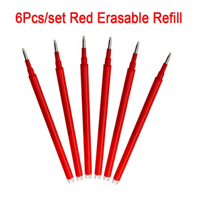 8Pcs/Set Erasable Gel Pen 0.7mm 0.5mm Bullet Tip Blue Black Red Ink Refill Rods 8 Color Writing Drawing Painting Washable Handle 6Pcs Red Ink
