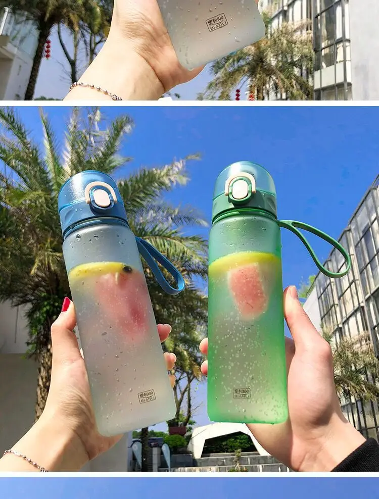 Пластиковая бутылка для воды, для девушек, портативная, хипстерная, устойчивая к осколкам, с одной рукой, открытая, портативная, летняя, высокая температура, Res