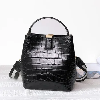 

Women Genuine Leather HandBags Female Women's Bag Luxury High Quality Crocodile Pattern Fashion Simple Shoulder Messenger Bag