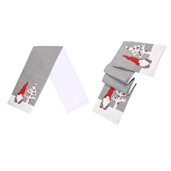 

1pc Christmas Table Banner Table Runner No Face Doll Pattern Table Cloth Dinning Table Decorations for Restaurant Hotel Home (Gr