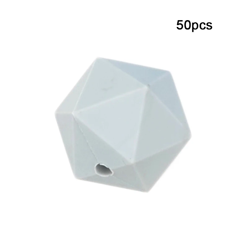 LOFCA 50 шт. Icosahedron силиконовые бусины без бисероплетения пищевого качества силиконовые бусины для прорезывания зубов для детских сосок цепочка Прорезыватель жевательная игрушка подарок - Цвет: Light grey