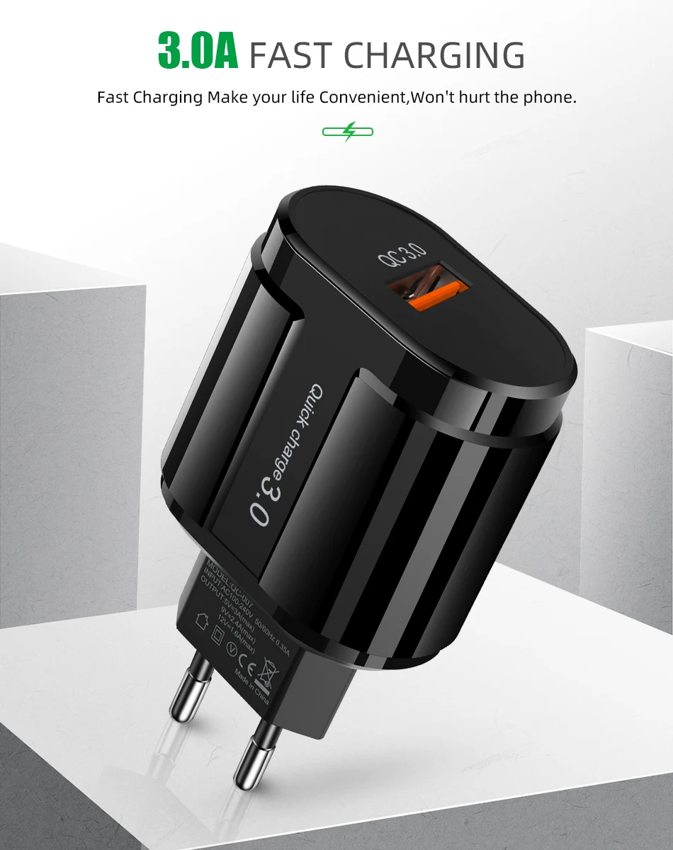 Универсальное USB зарядное устройство для телефона, быстрая зарядка 3,0, быстрое настенное зарядное устройство QC3.0, USB адаптер для samsung, huawei, iPhone, быстрое зарядное устройство, адаптер