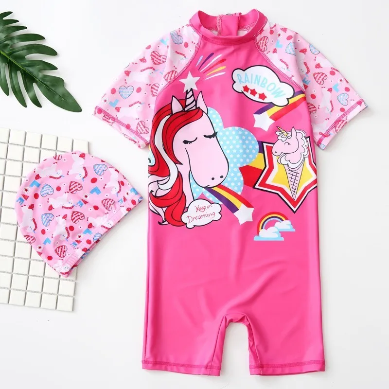 Baby Girl Tankini One Pieces Swimming Suits Children's Rainbow Bikini Girls Princess Sunscreen Suit Kids Swimwear 2021 | Мать и