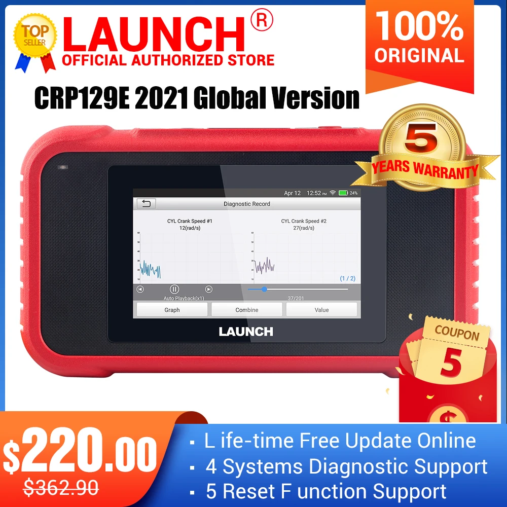 Диагностический инструмент Launch X431 CRP129E Creader 129E obd 2 считыватель кодов