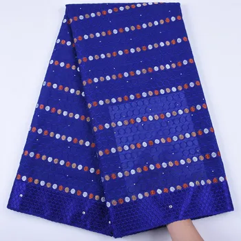 

Latest Swiss Voile Lace In Switzerland Royal Blue African Swiss Cotton Laces With Stones For Nigerian Every Dress F1698