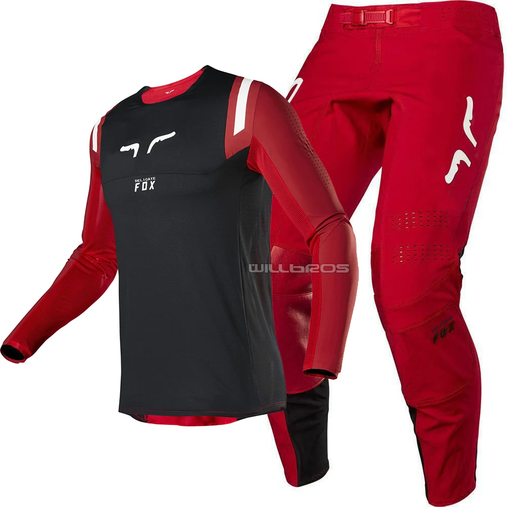 Navy Red Delicate Fox мотоцикл MTB велосипед внедорожный гибкий надувной костюм набор для мотокросса мото комплект черный белый синий - Цвет: Navy Red