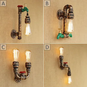 

Loft American style corridor stairs personalized wall hanging Restaurant Bar industrial wind iron water pipe wall lamp