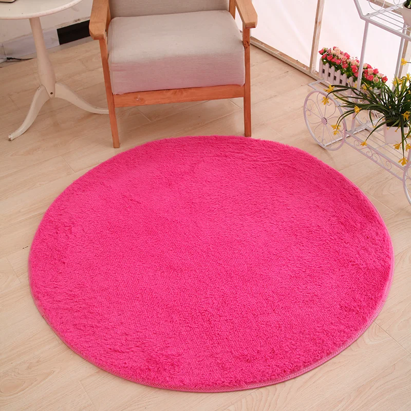 120 x 120cm Round Plush Carpet Soft Living Room Bedroom Rug Floor Mat Home Decor Short-haired Silky Plush Carpets Warm Mats - Цвет: rose red