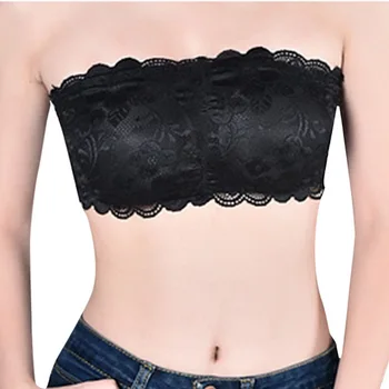 

Loozykit 2020 Fashion Sexy Womens Floral Lace Bras Seamless Bandeau Wire Free 4-Hook Bralette Strapless Tube Tops Underwears