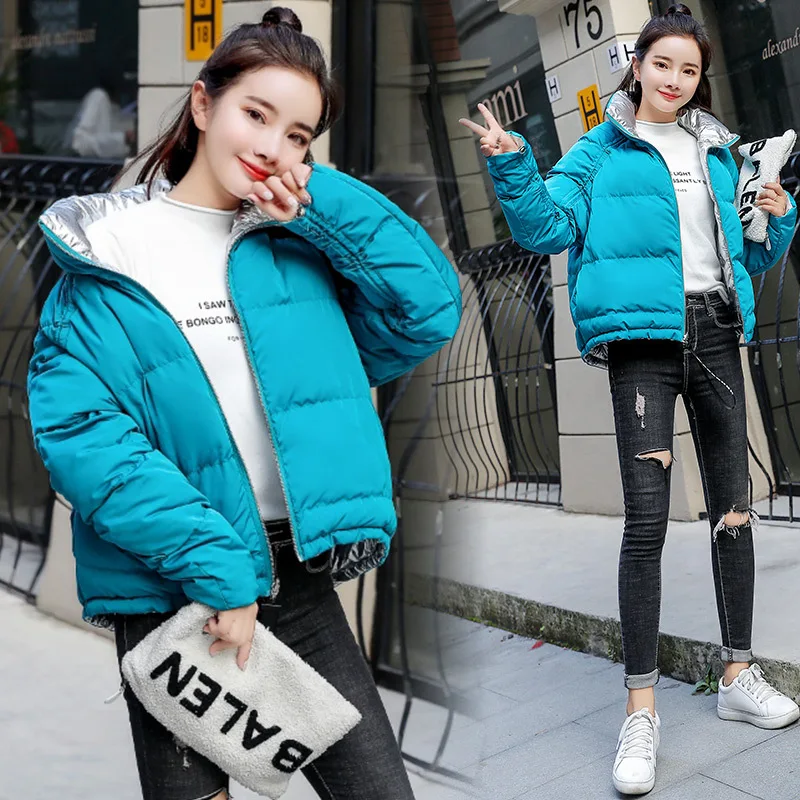 

2018 New Style Fashion Bread Winter Loose-Fit Padded Stand Collar Short-height Coat Short Solid Color Korean-style Women Coat