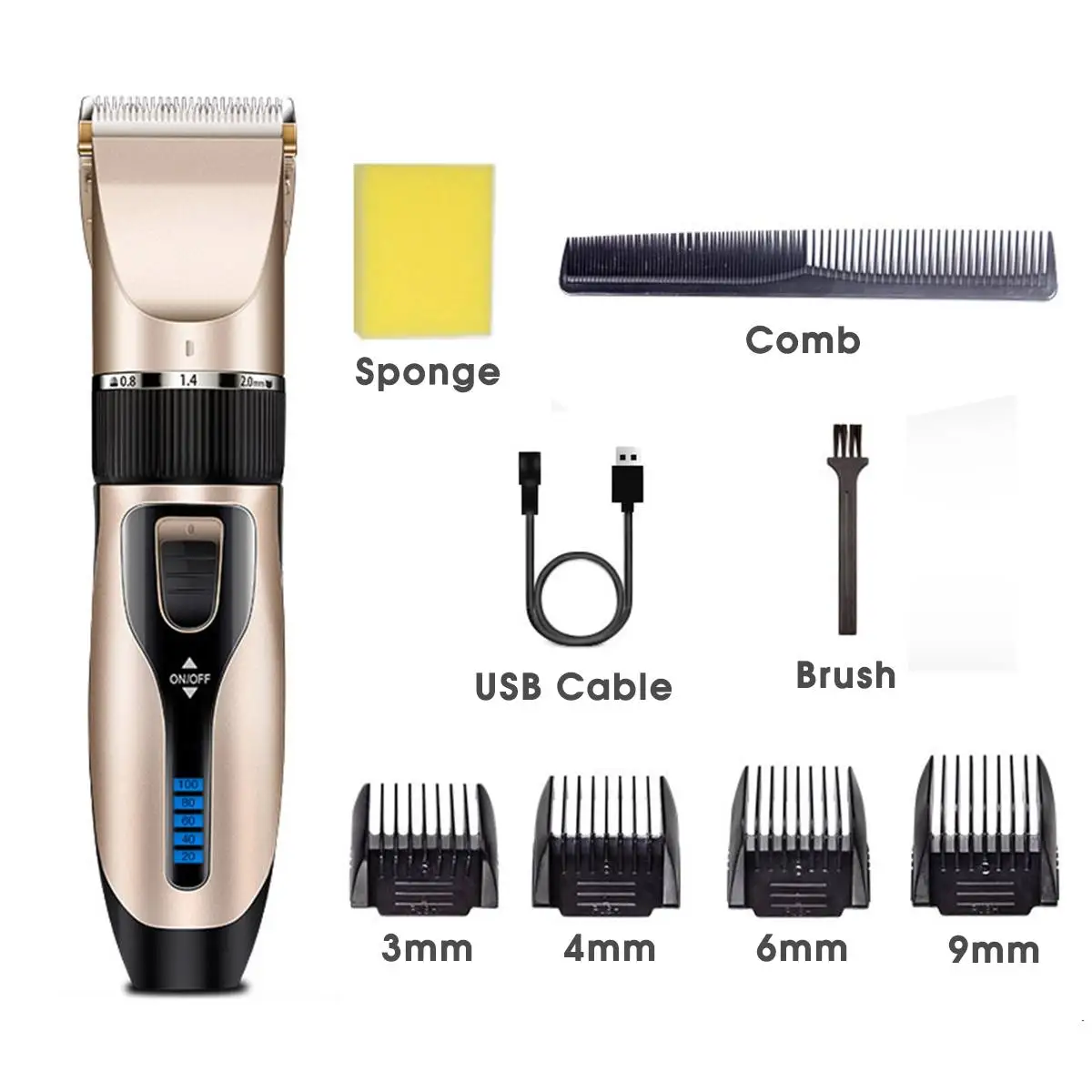 

Professional Digital Hair Trimmer Rechargeable Electric Hair Clipper Men's Cordless Hair cutting Adjustable Ceramic Blade