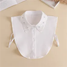 

Women's Adult Shirt Fake Collar Lace Beads False Collar Embroidered Detachable Blouse Tops Sweater Decorative Half Shirt Decor