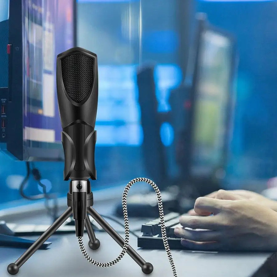 USB высокочувствительный микрофон конденсаторный микрофон Plug-and-Play с подставкой для штатива для рабочего стола Lapop