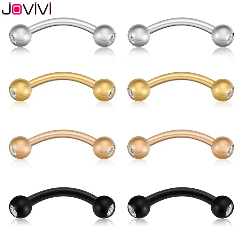 Jovivi серьги из нержавеющей стали Rook Daith кольцо для губ Сережка для бровей Cartilage Tragus кубический цирконий пирсинг в форме гантели