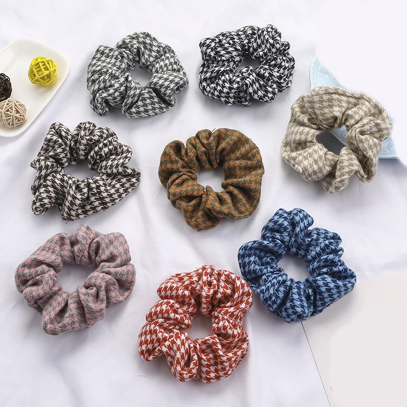 Корейские милые сетчатые клетчатые эластичные волосы трикотажные резинки для