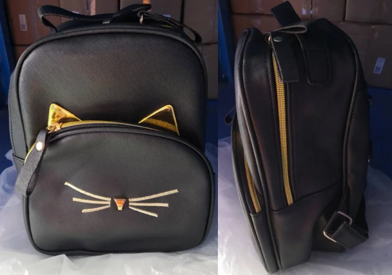MAIOUMY, маленький женский рюкзак,, милые кошки, сумка на плечо, женская, кавайная, с меховым помпоном, сумка через плечо для девочек-подростков, модная сумка