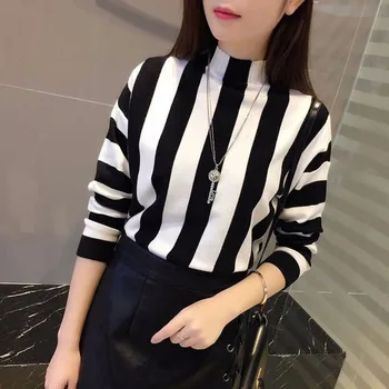 

2020 Autumn And Winter Korean Version Of The New Loose Striped Sweater Women's Hedging Long-sleeved Sweater Base Shirt