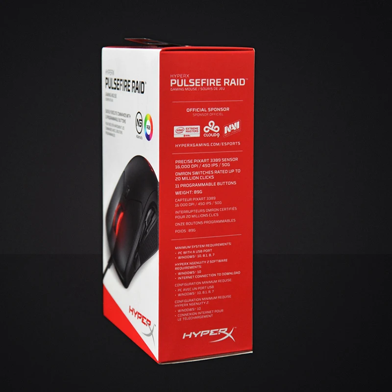 Проводная мышь kingston HyperX Pulsefire Raid RGB игровая мышь с родным dpi до 16000 Pixart E-sports mouse 3389 сенсором