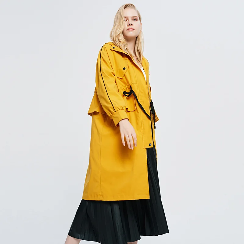

Autumn And Winter New Women's Mid-length Trench Coat Europe And America Loose-Fit Contrast Color Trench Coat Overcoat Fashion Ho