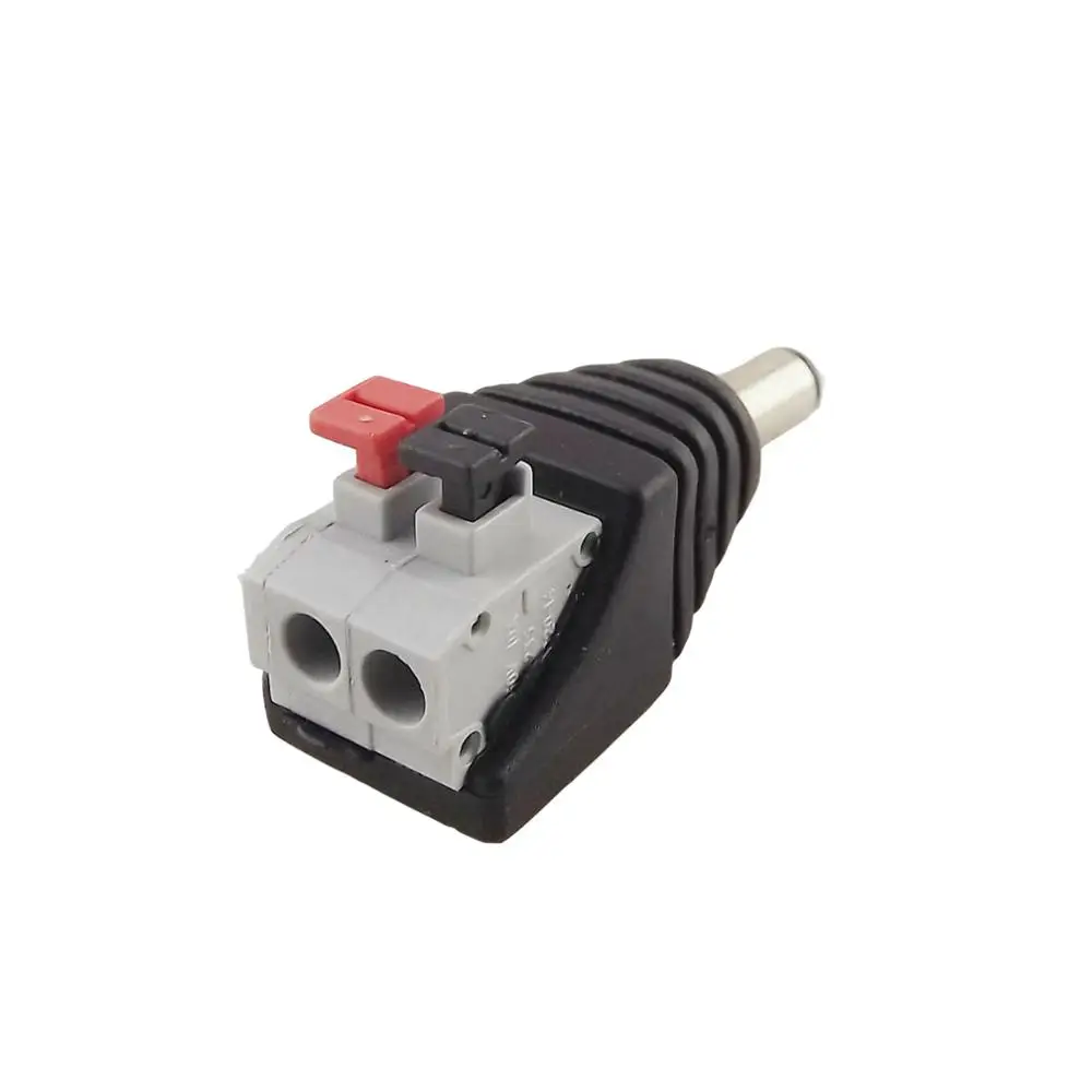 2х CCTV DC power 5,5x2,5 мм штекер Push type пружинный контактный зажим камера с коннектором