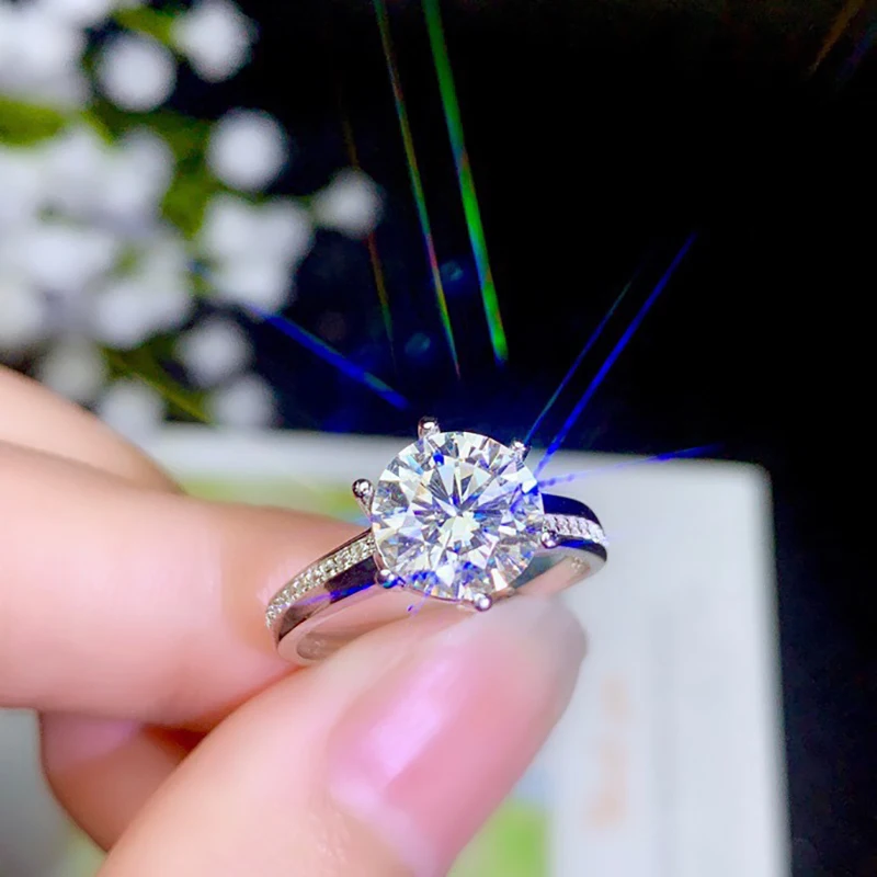 BOEYCJR 925 серебро 1ct/2ct F цвет Moissanite VVS обручальное свадебное кольцо с бриллиантом с национальным сертификатом для женщин