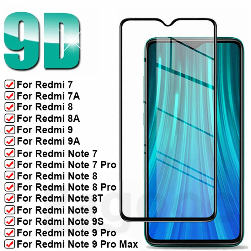 Защитное стекло 9D для Xiaomi Redmi 7 7A 8 8A 9 9A 9C Note Pro 8T 9S | Мобильные телефоны и аксессуары