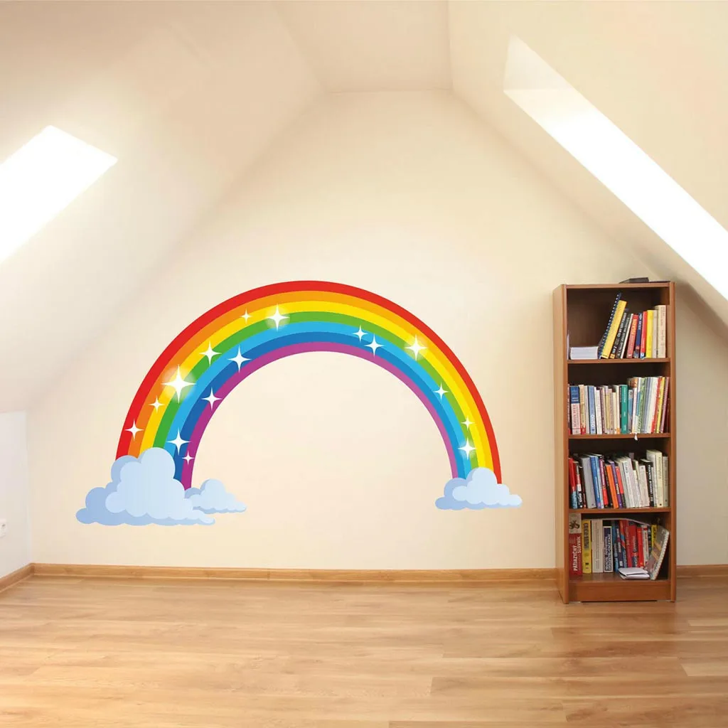 Rainbow Wall Decal Kids Sticker Nursery Home Decor Stickers Bedroom Children Room Mural Wallpaper | Дом и сад