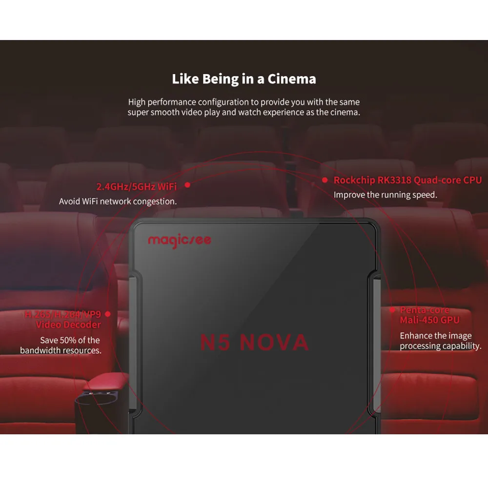  MAGICSEE N5 NOVA TV Box 2.4G Voice Remote with Air Mouse Android 9.0 4GB RAM 32GB/64GB ROM Dual-ban