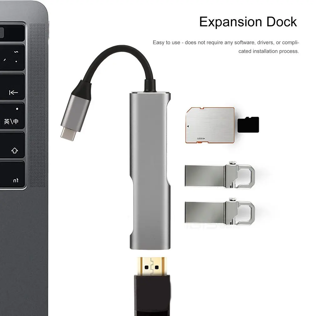 USB 3,1 type C 5 в 1 многофункциональная док-станция расширения 4K HDMI USB3.1 интерфейс с безопасной цифровой картой памяти/TF кард-ридер