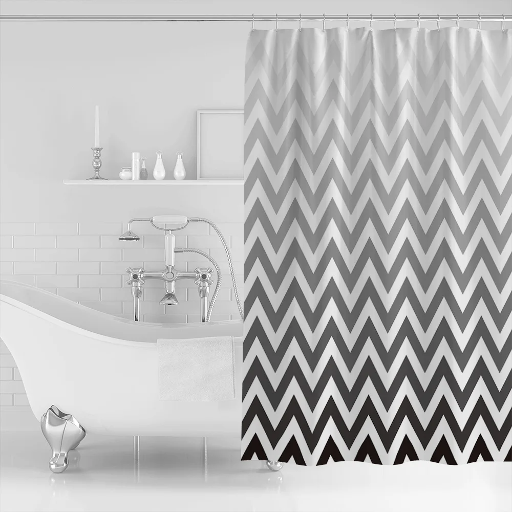 Геометрический градиент пульсация занавеска для душа Водонепроницаемый Ванная занавеска s полиэстер ткань занавеска для душа s крючки для декора ванной комнаты