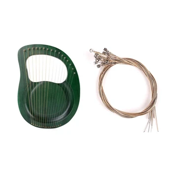 

SEWS-1Pcs 16 String Harp Heptachord Solid Wood Mahogany Lyre Harp & 1 Set Lyre Harp Strings Set for 16-String Lyre
