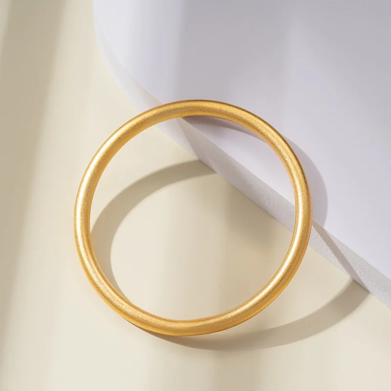 Fashion Metal Matt Surface Gold Plated Simulation Round Imitate Gold Jewelry Bangle Bracelet
