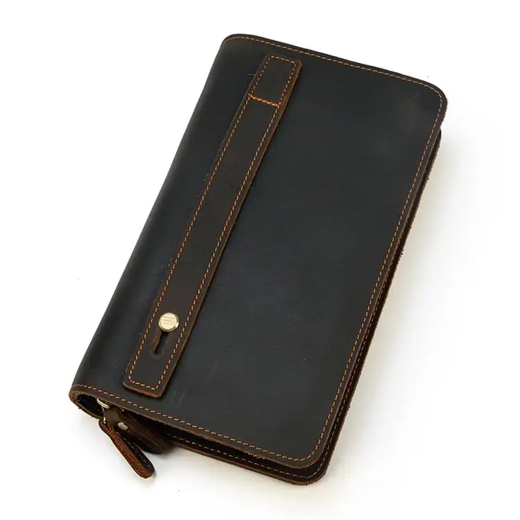 Clutch Wallet Dark MAHEU модный кошелек-клатч мужской ручной кошелек для мужчин из натуральной кожи клатч сумка с ремешком на запястье Большой вместительный кошелек для наличных карт - Цвет: Clutch Wallet Dark