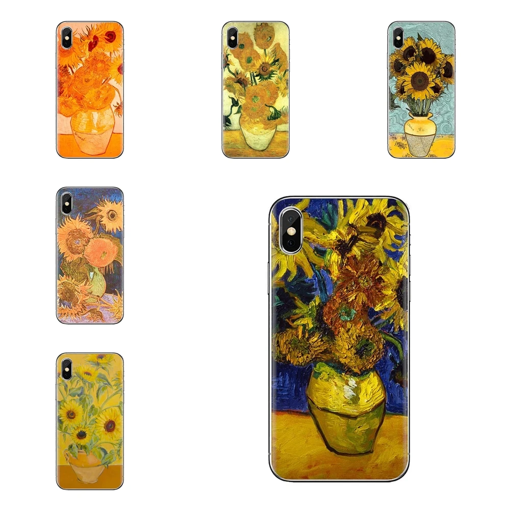 Чехол из ТПУ для iPhone XS Max XR X 4 4s 5 5S 5C SE 6 6S 7 8 Plus samsung Galaxy J1 J3 J5 J7 A3 A5 Van Gogh Sunflowers масляная