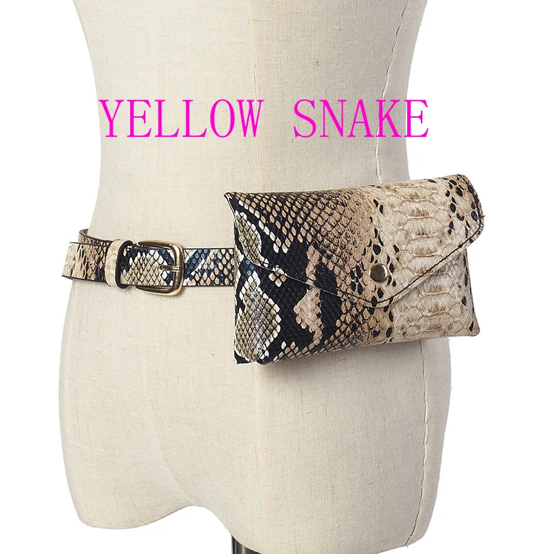 YELLOW SNAKE Горячая новинка Женская сумка на пояс из искусственной кожи под змеиную кожу модные женские ремни с поясной сумкой для путешествий - Цвет: YELLOW SNAKE