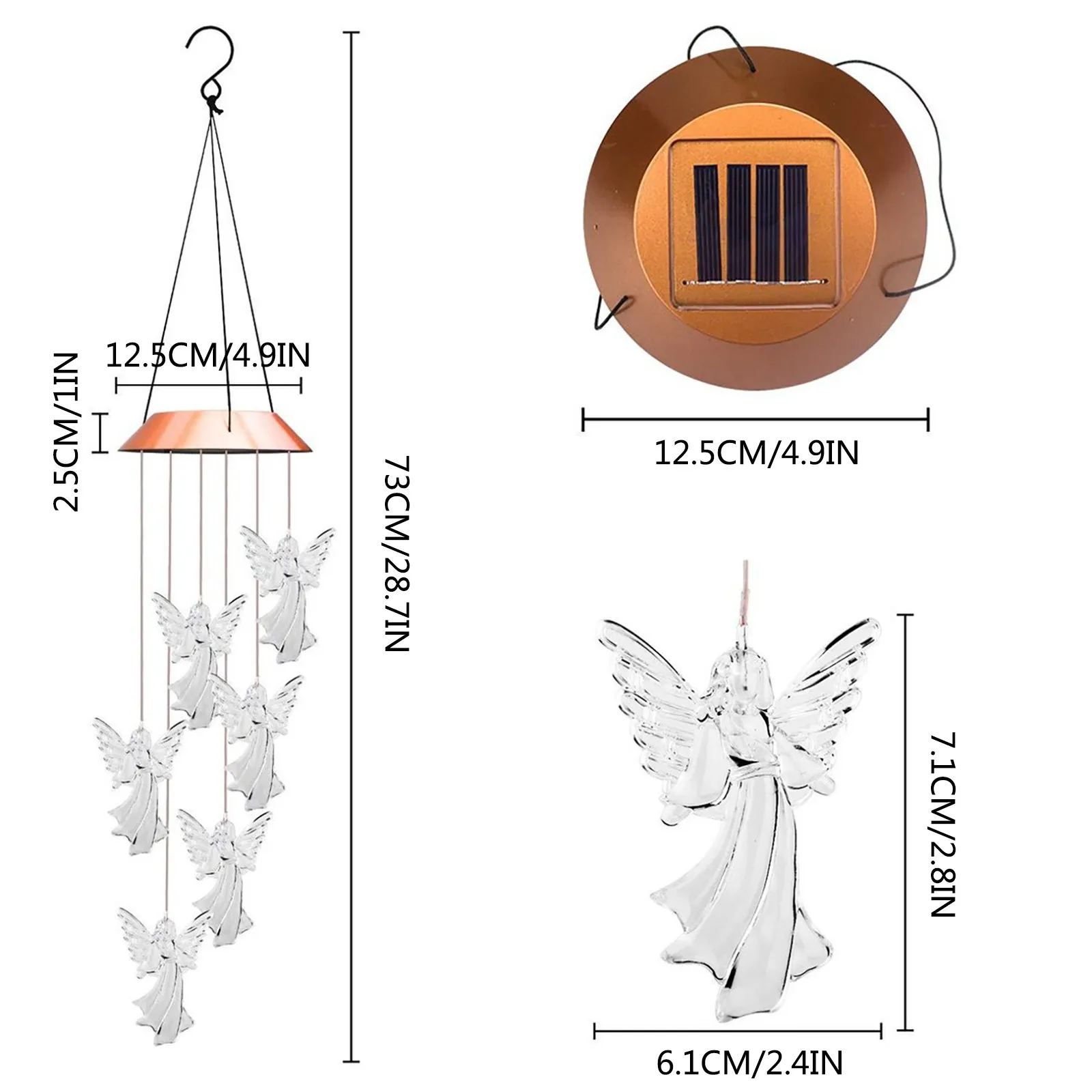 Antique Guardians Angel Wind Chime Bells Hanging Living Room Balcony Home Decor Gift Outdoor Yard Garden Solar Light Decorations 6
