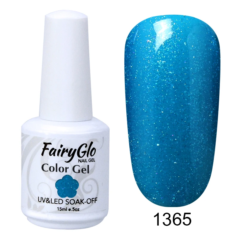 FairyGlo 15 мл чистый цвет УФ-Гель-лак замачиваемый Гель-лак для ногтей Vernis Полупостоянный художественный Гель-лак для ногтей маникюрный лак - Цвет: 1365
