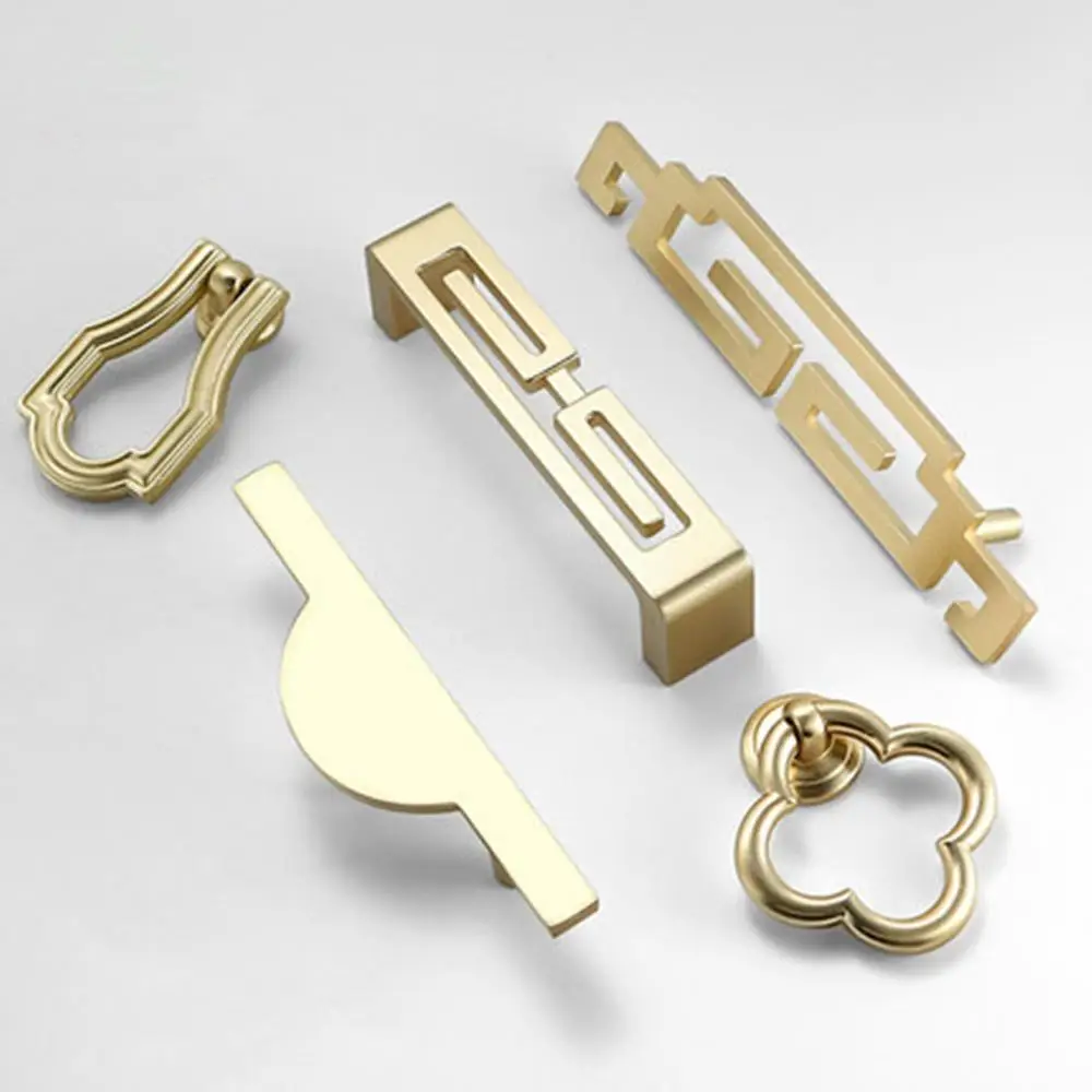 

Antique New Chinese Wardrobe Cabinet Bedside Cabinet Door Handle Retro European Handle Light Luxury Drawer Pull Ring Gold