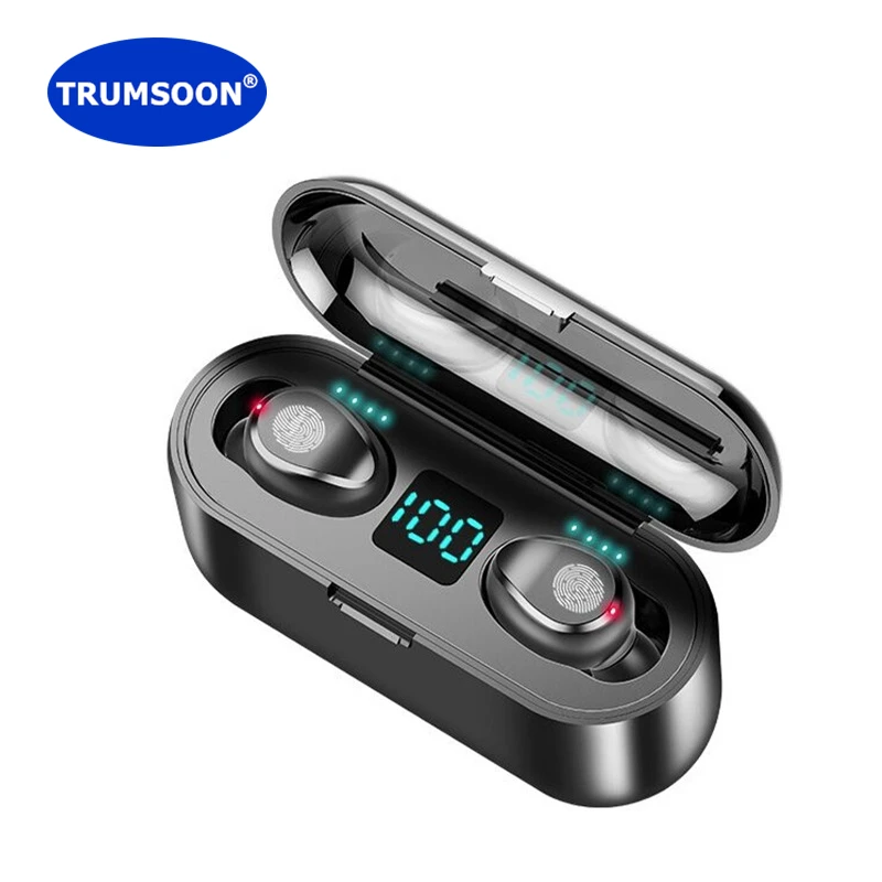 

TRUMSOON Bluetooth 5.0 Wireless Earphones TWS Sport LED Digital Display Stereo Touch Earbuds HD with Mic Power Bank