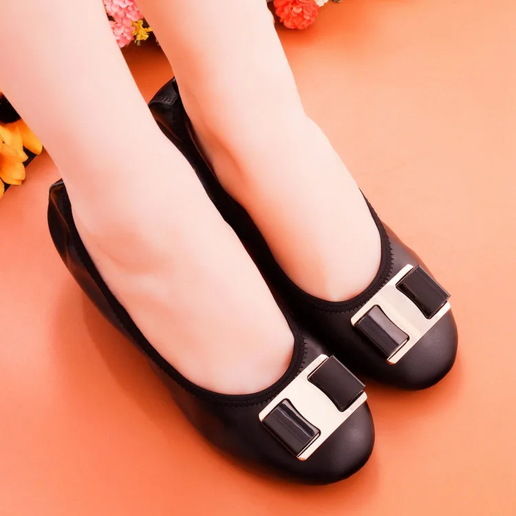Plus Size 34-43 Ballet Flats Shoes Women Genuine Leather Spring Summer Lady Nurse Shoes 2018 Metal Decoration Woman Loafer Shoes (19)
