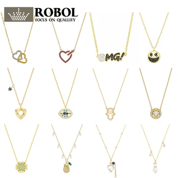 

High Quality SWA XL008 1:1 SWAN Fashion Popular Heart-shaped Smiley Devil Eye Clover OMG Palm Pineapple DIY Necklace Pendant