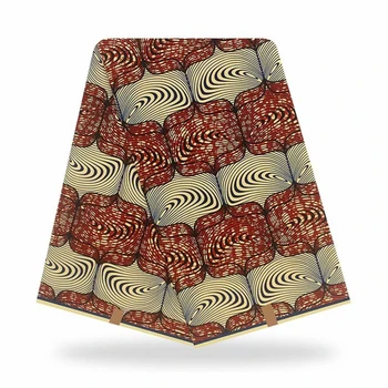 

6 Yards African Fabric Wax Print Ankara Print 100% Cotton Kitenge In Brown For Heap wrap/Skirt/ear Decal