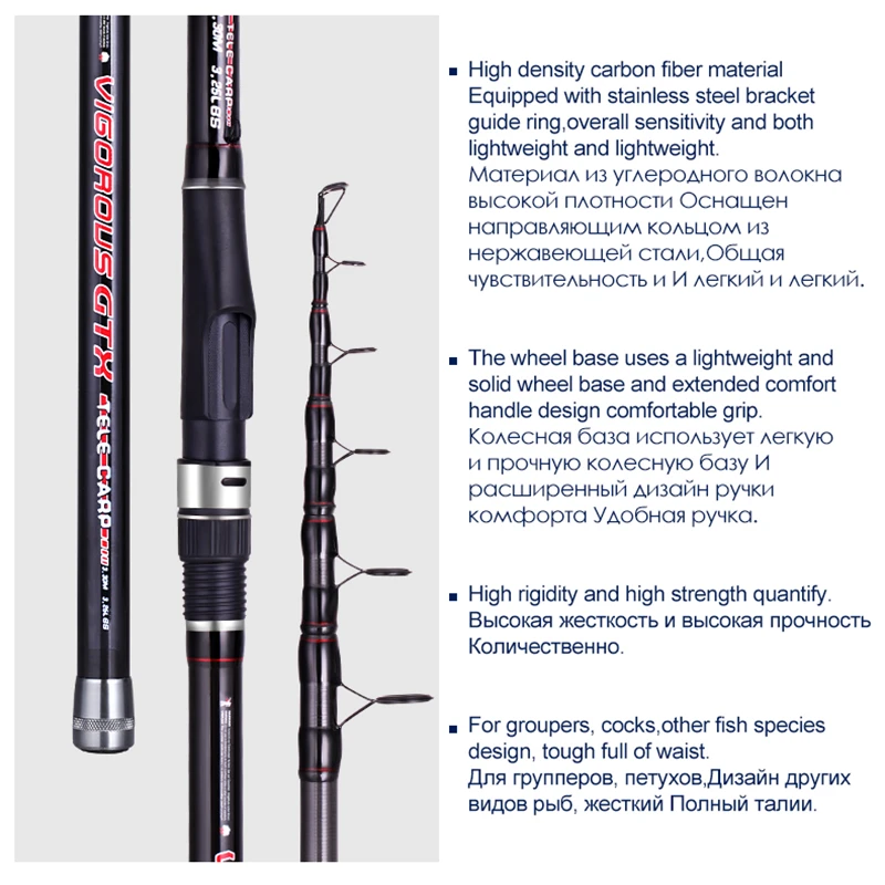 FX 3.3m 3.6m Tele Carp Fishing Rod Telescopic Portable Profession Ultra Light Fishing Rod Expert Travel 3.25lbs The Red Wire Rod