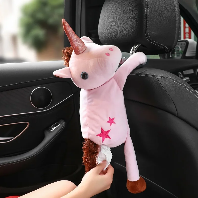 

Kayme Car Tissue Box Creative Cartoon Animal, Universal Auto Hanging Napkin Tissue Box for Car Bathroom Bedroom Office, 6 Types